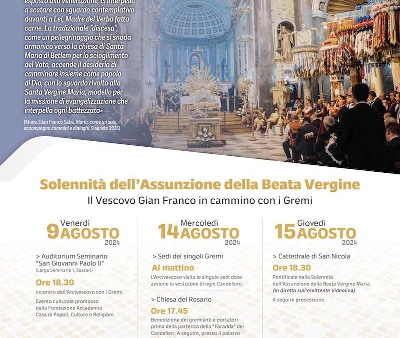 Solennità dell’Assunzione della Beata Vergine – Il Vescovo Gian Franco in cammino con i Gremi