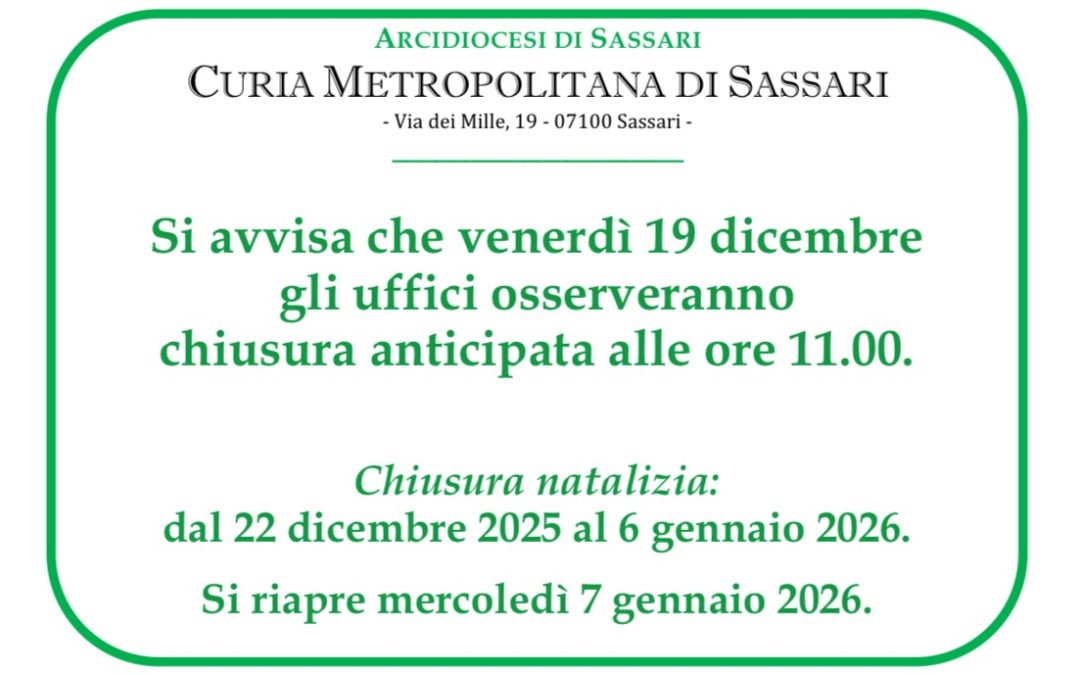 Chiusura uffici periodo natalizio